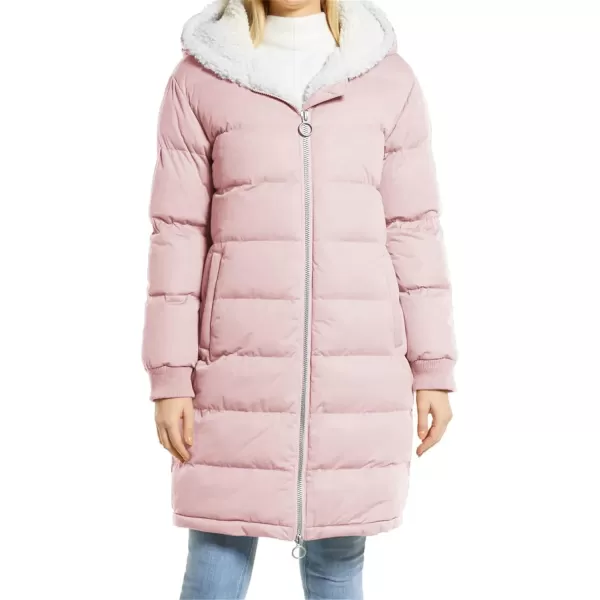 Flygo Womens Long Hooded Puffer Jacket Sherpa Fleece Lined Winter Warm Coat