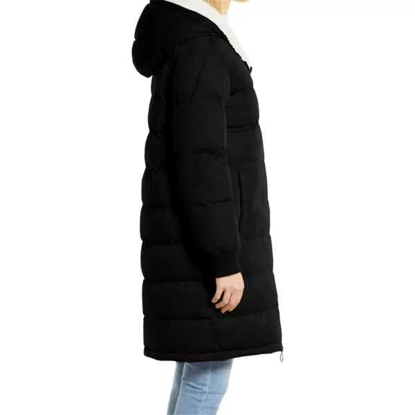 Flygo Womens Long Hooded Puffer Jacket Sherpa Fleece Lined Winter Warm Coat
