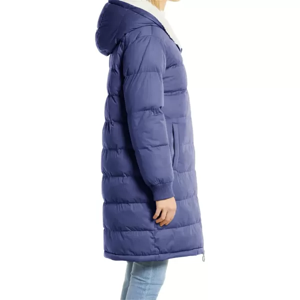 Flygo Womens Long Hooded Puffer Jacket Sherpa Fleece Lined Winter Warm Coat