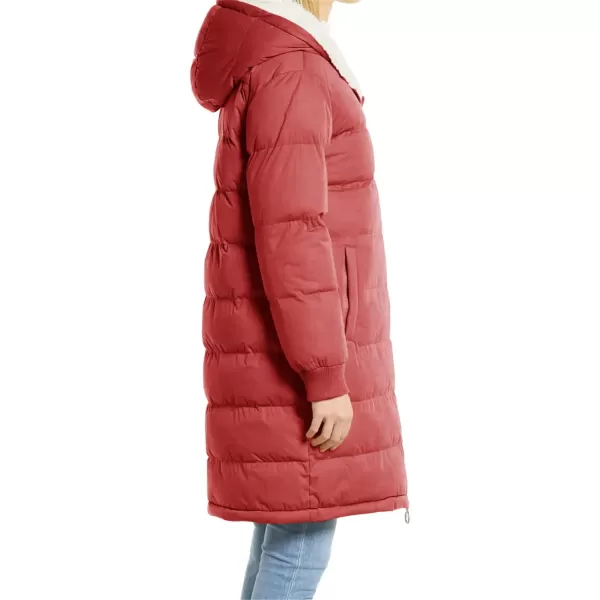 Flygo Womens Long Hooded Puffer Jacket Sherpa Fleece Lined Winter Warm Coat