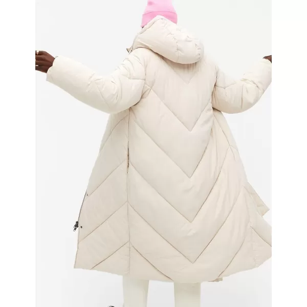 Flygo Womens Long Puffer Coat Long Sleeve Padded Winter Down Coats Hooded Parka Jacket