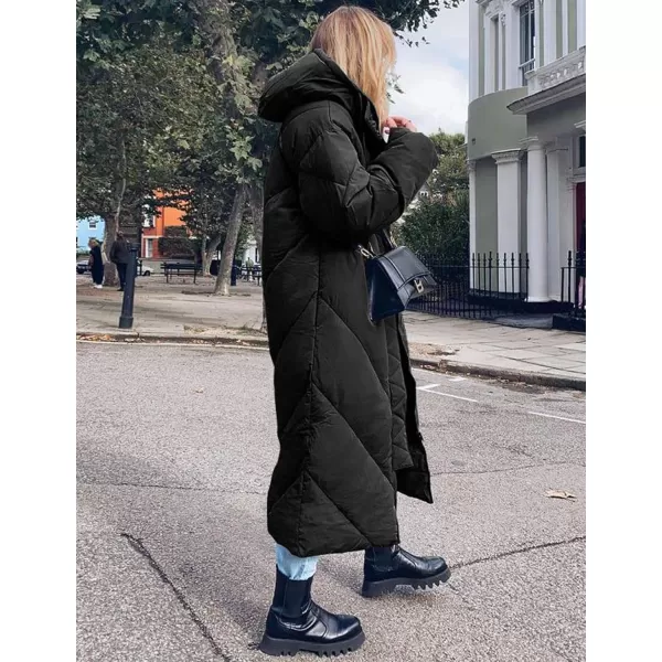 Flygo Womens Long Puffer Coat Long Sleeve Padded Winter Down Coats Hooded Parka Jacket