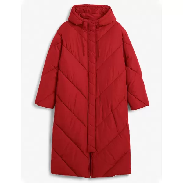Flygo Womens Long Puffer Coat Long Sleeve Padded Winter Down Coats Hooded Parka Jacket