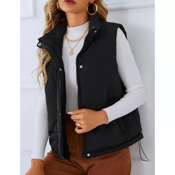Flygo Womens Puffer Vest Winter Warm Outerwear Sleeveless Down Quilted Padding Gilet With Pockets