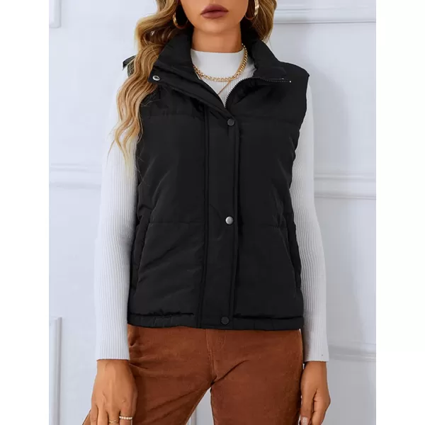 Flygo Womens Puffer Vest Winter Warm Outerwear Sleeveless Down Quilted Padding Gilet With Pockets