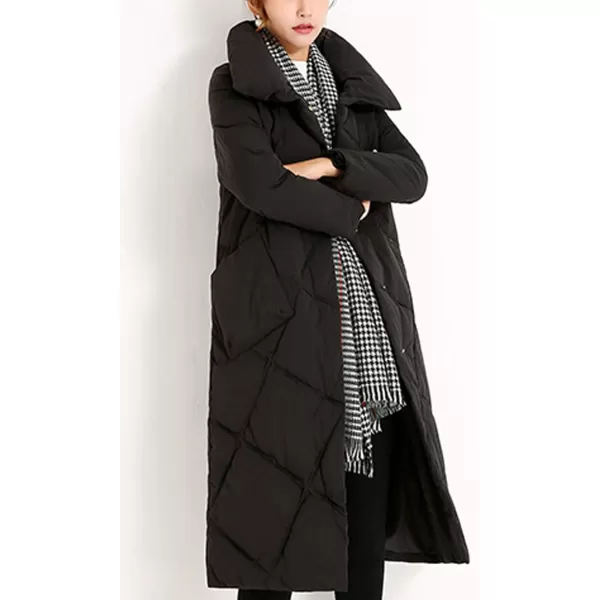 Flygo Women's Thickened Diamond Quilted Puffer Jacket Winter Maxi Long Down Coat