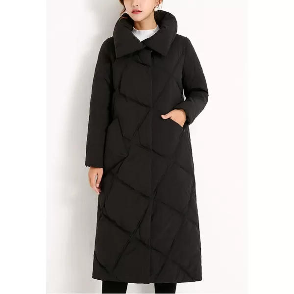 Flygo Women's Thickened Diamond Quilted Puffer Jacket Winter Maxi Long Down Coat