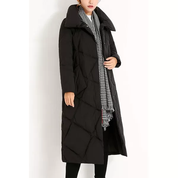Flygo Women's Thickened Diamond Quilted Puffer Jacket Winter Maxi Long Down Coat