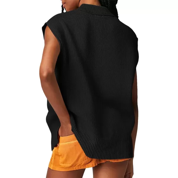 Flygo Womens Turtleneck Cable Sweater Vest Knit Oversized Loose Fit Solid Pullover Sweaters Cap Sleeve Crop Tops