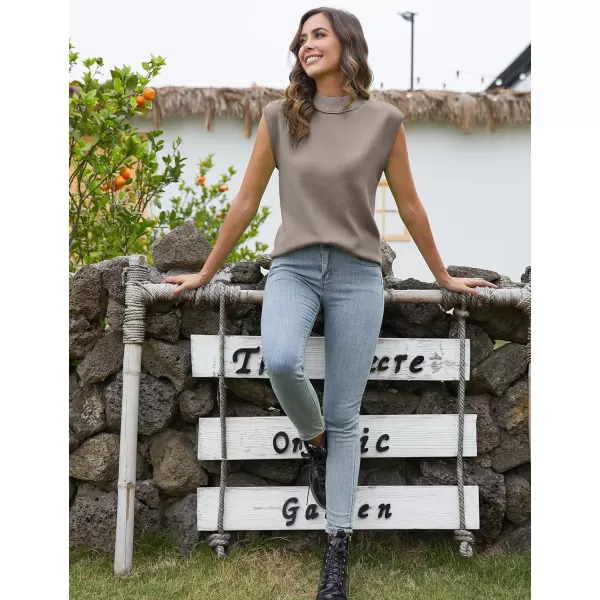 Flygo Womens Turtleneck Cable Sweater Vest Knit Oversized Loose Fit Solid Pullover Sweaters Cap Sleeve Crop Tops