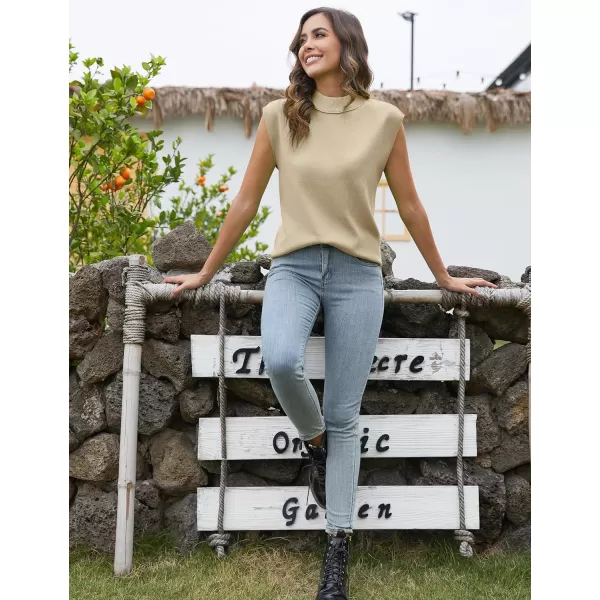 Flygo Womens Turtleneck Cable Sweater Vest Knit Oversized Loose Fit Solid Pullover Sweaters Cap Sleeve Crop Tops
