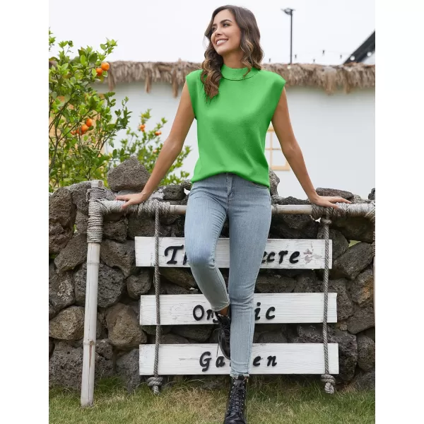 Flygo Womens Turtleneck Cable Sweater Vest Knit Oversized Loose Fit Solid Pullover Sweaters Cap Sleeve Crop Tops