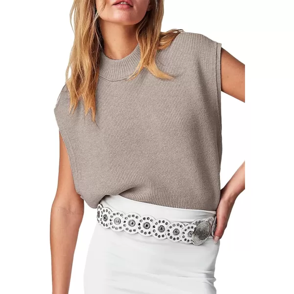 Flygo Womens Turtleneck Cable Sweater Vest Knit Oversized Loose Fit Solid Pullover Sweaters Cap Sleeve Crop Tops