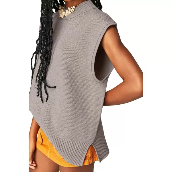 Flygo Womens Turtleneck Cable Sweater Vest Knit Oversized Loose Fit Solid Pullover Sweaters Cap Sleeve Crop Tops