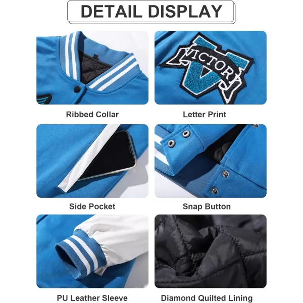 Flygo Womens Varsity Jacket Vintage Quilted Lined Baseball Letterman Jackets Y2K Streetwear