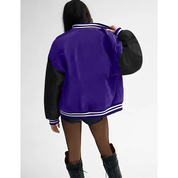 Flygo Womens Varsity Jacket Vintage Quilted Lined Baseball Letterman Jackets Y2K Streetwear