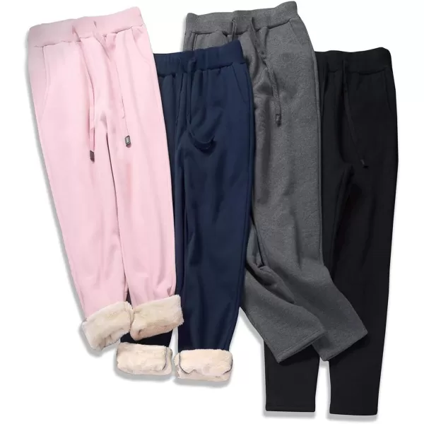 Flygo Womens Warm Fleece Pants Sherpa Lined Sweatpants Active Running Joggers Pants)