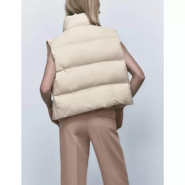 Flygo Women's Winter Crop Vest Sleeveless Quilted Puffer Vest Padded Gilet Jacket Warm Outerwear Pockets