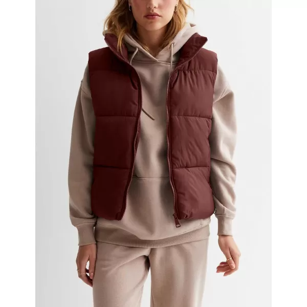 Flygo Women's Winter Crop Vest Sleeveless Quilted Puffer Vest Padded Gilet Jacket Warm Outerwear Pockets