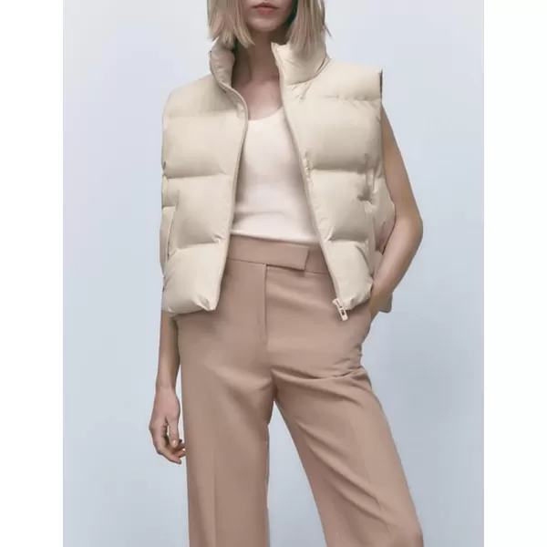 Flygo Women's Winter Crop Vest Sleeveless Quilted Puffer Vest Padded Gilet Jacket Warm Outerwear Pockets