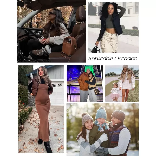 Flygo Women's Winter Crop Vest Sleeveless Quilted Puffer Vest Padded Gilet Jacket Warm Outerwear Pockets