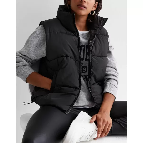 Flygo Women's Winter Crop Vest Sleeveless Quilted Puffer Vest Padded Gilet Jacket Warm Outerwear Pockets