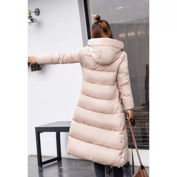 Flygo Women's Winter Long Add Down Quilted Coat Hooded Puffer Jacket
