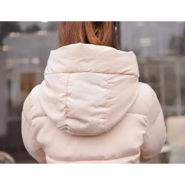 Flygo Women's Winter Long Add Down Quilted Coat Hooded Puffer Jacket