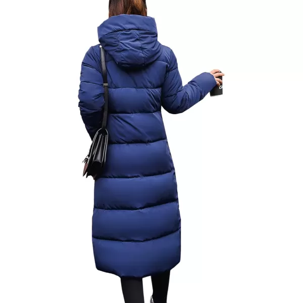 Flygo Women's Winter Long Add Down Quilted Coat Hooded Puffer Jacket