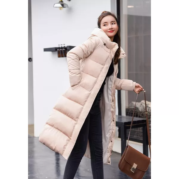 Flygo Women's Winter Long Add Down Quilted Coat Hooded Puffer Jacket