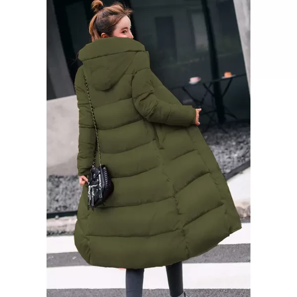 Flygo Women's Winter Long Add Down Quilted Coat Hooded Puffer Jacket