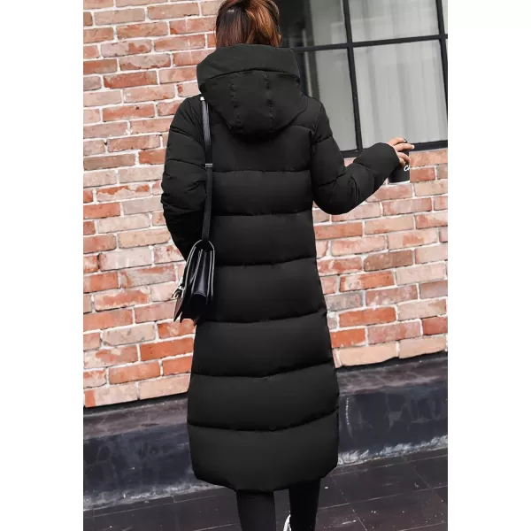 Flygo Women's Winter Long Add Down Quilted Coat Hooded Puffer Jacket
