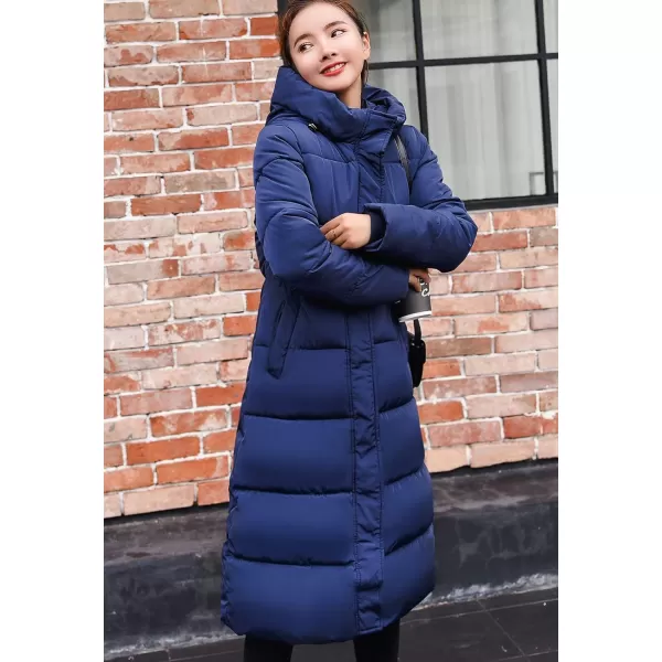 Flygo Women's Winter Long Add Down Quilted Coat Hooded Puffer Jacket