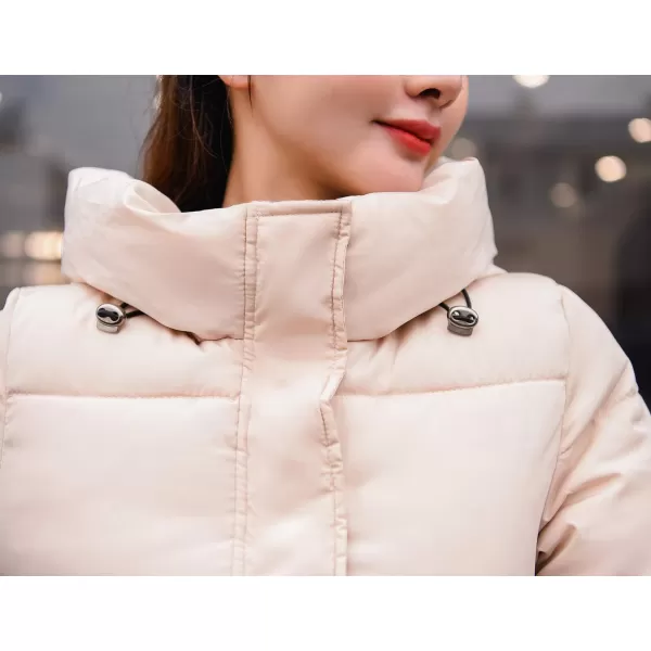 Flygo Women's Winter Long Add Down Quilted Coat Hooded Puffer Jacket