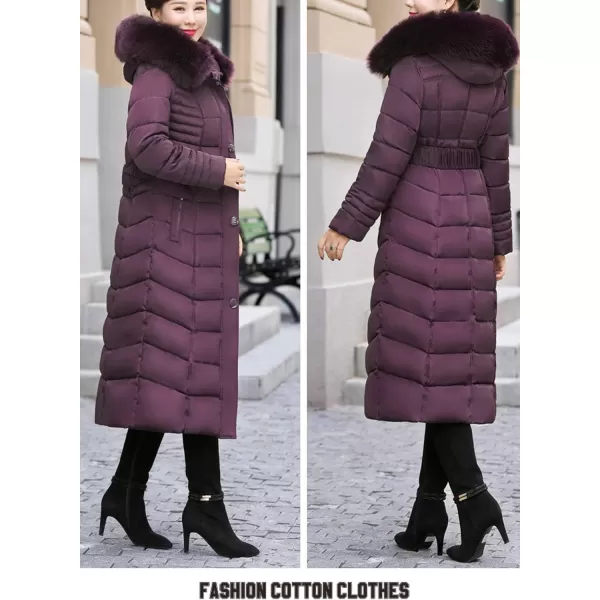Flygo Women's Winter Warm Faux Fur Hooded Down Coat Parka Outcoat Puffer Jacket