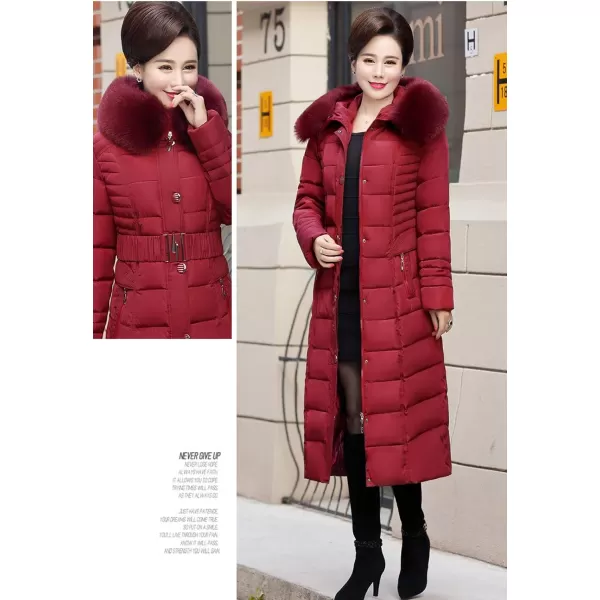 Flygo Women's Winter Warm Faux Fur Hooded Down Coat Parka Outcoat Puffer Jacket