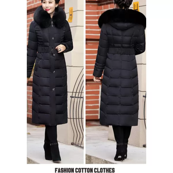 Flygo Women's Winter Warm Faux Fur Hooded Down Coat Parka Outcoat Puffer Jacket