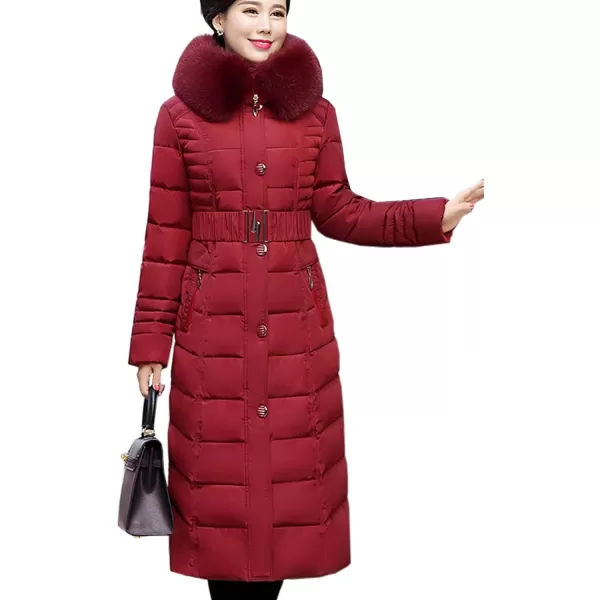 Flygo Women's Winter Warm Faux Fur Hooded Down Coat Parka Outcoat Puffer Jacket