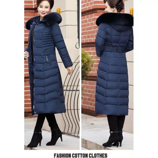 Flygo Women's Winter Warm Faux Fur Hooded Down Coat Parka Outcoat Puffer Jacket