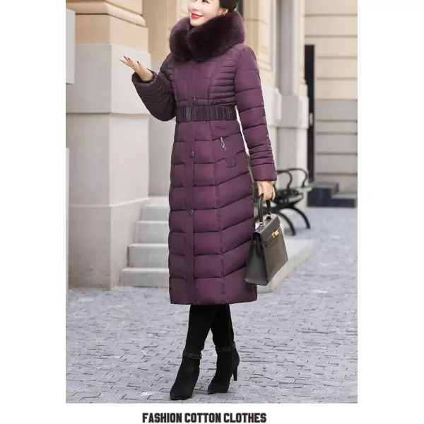 Flygo Women's Winter Warm Faux Fur Hooded Down Coat Parka Outcoat Puffer Jacket