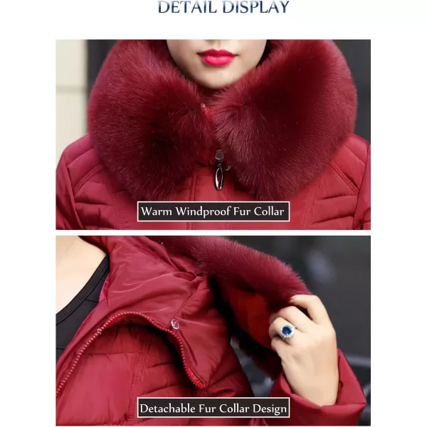 Flygo Women's Winter Warm Faux Fur Hooded Down Coat Parka Outcoat Puffer Jacket