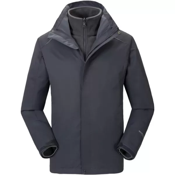 Flygo Mens 3-in-1 Interchange Winter Jacket Outdoor Waterproof Softshell Rain Jacket