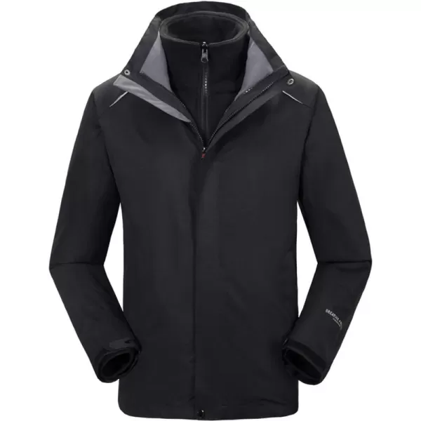 Flygo Mens 3-in-1 Interchange Winter Jacket Outdoor Waterproof Softshell Rain Jacket