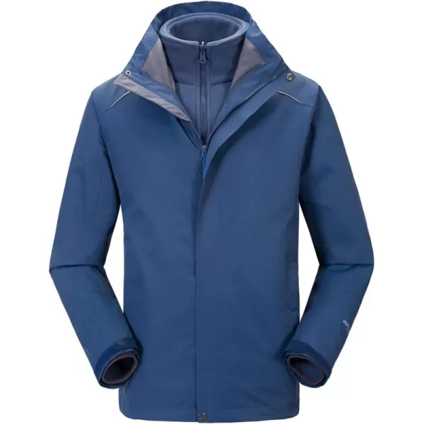 Flygo Mens 3-in-1 Interchange Winter Jacket Outdoor Waterproof Softshell Rain Jacket