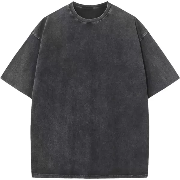 Flygo Men's Oversized Vintage T-Shirts Cotton Streetwear Short Sleeve Solid Basic Tee Shirt Acid Wash Casual Hip Hop Tops