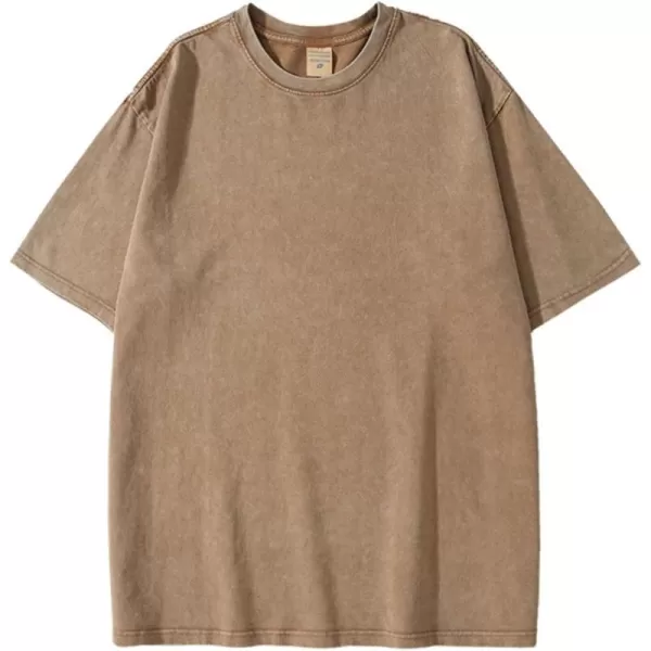 Flygo Men's Oversized Vintage T-Shirts Cotton Streetwear Short Sleeve Solid Basic Tee Shirt Acid Wash Casual Hip Hop Tops