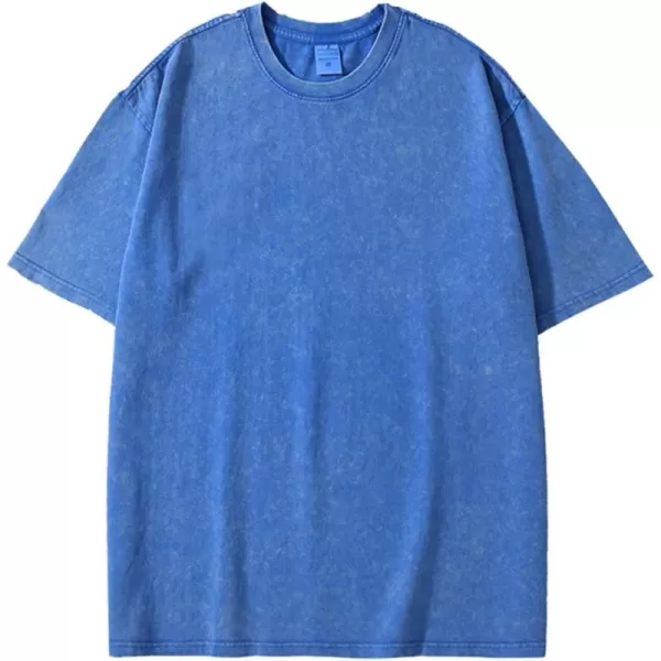 Flygo Men's Oversized Vintage T-Shirts Cotton Streetwear Short Sleeve Solid Basic Tee Shirt Acid Wash Casual Hip Hop Tops