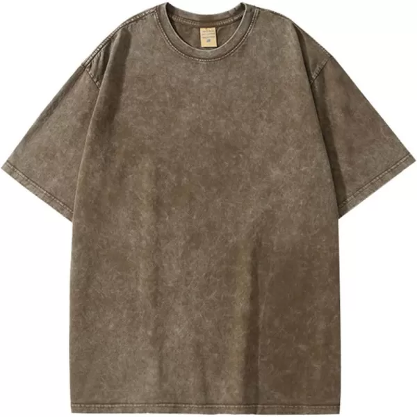 Flygo Men's Oversized Vintage T-Shirts Cotton Streetwear Short Sleeve Solid Basic Tee Shirt Acid Wash Casual Hip Hop Tops