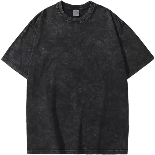Flygo Men's Oversized Vintage T-Shirts Cotton Streetwear Short Sleeve Solid Basic Tee Shirt Acid Wash Casual Hip Hop Tops