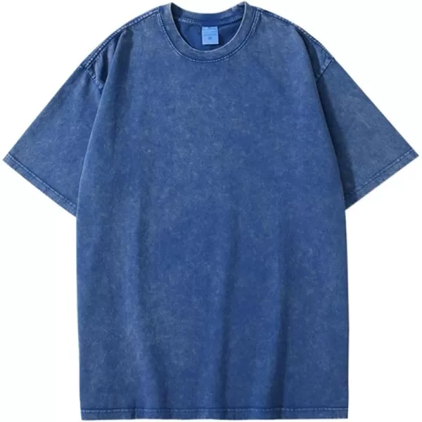 Flygo Men's Oversized Vintage T-Shirts Cotton Streetwear Short Sleeve Solid Basic Tee Shirt Acid Wash Casual Hip Hop Tops